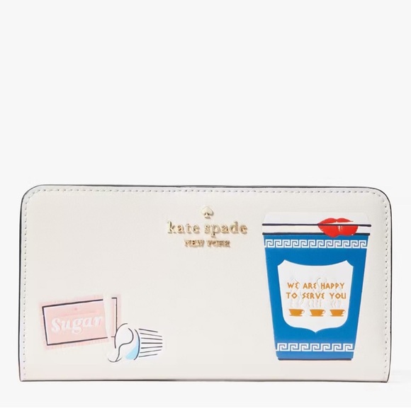 Kate Spade Coffee Break Large Slim Bifold Wallet - Picture 5 of 6